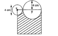 X and Y are the centres of 2 circles on a square as shown in the figure. What is the area of the shaded portion ? (Take pi = 3.14)