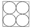 Four identical coins are placed in a square. For each coin, the ratio of area to circumference is the same as the ratio of circumference to area. The area of the square not covered by the coins is