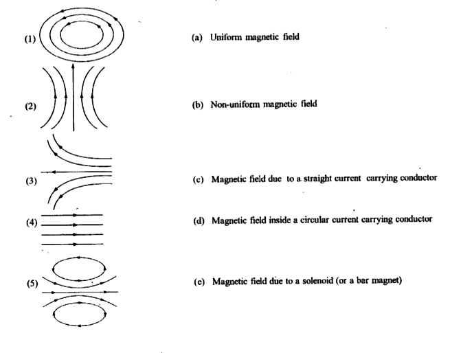 Match the magnetic field lines given below to the types given on the r