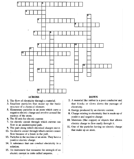 Solve the following crossword with the help of the given clues