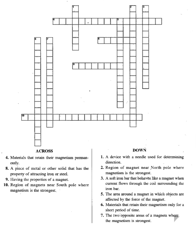 Solve the following cerossword with the help of the given clues.