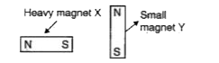 A small magnet Y is placed near a heavy magnetX as ahown /n the figure. How will the magnets move ?