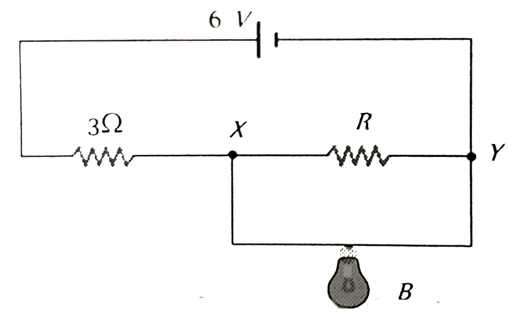 In the following circuit, bulb rated as 1.5 V , 0.45 W . If bulbs glows with full intensity then what will be the equivalent resistance between X and Y