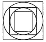 In the given figure, the ratio of the area of the largest square to that of the smallest square is: