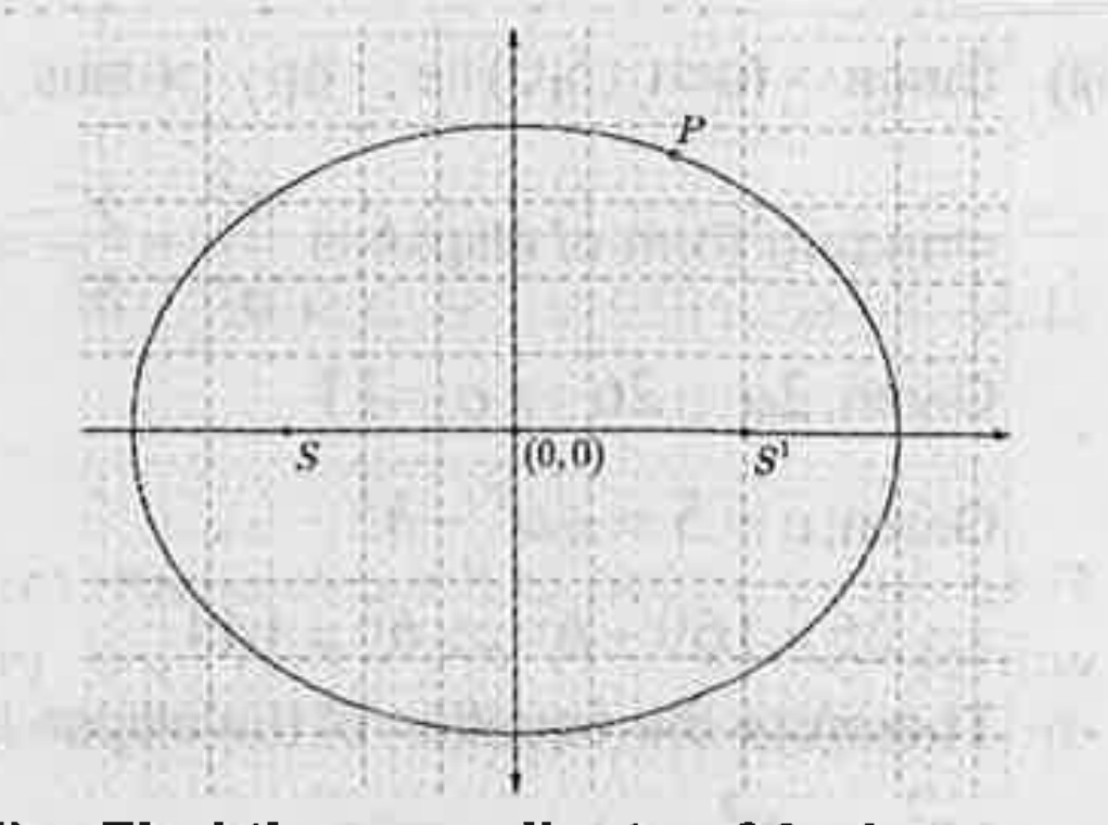 In the figure S and S^| are foci of the ellipse,x^2/25+y^2/16=1 and P is a viable point on the ellipse.   Find the distance between S and S^|.     .