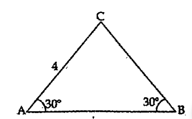 In triangle ABC,angleA= angleB = 30degree, AC=4 centimetres   In  triangle PQR, PQ=4sqrt3 centimetres,angleP=angleQ=30^o. Draw the triangle.   .