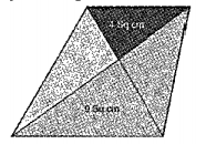 The picture below shows a trapezium divided into four parts by the diagonals.   The area of the blue triangle is 4 square centimetres and area of the green triangle is square centimeters. What is the total area of the trapezium ?