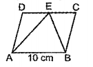 In the figure given below, ABCD is a parallelogram. AB= 10cm. The distance between AB and CD is 6 cm. find the area of   triangleABE. Draw a right triangle of area  same as the parallelogram ABCD.
