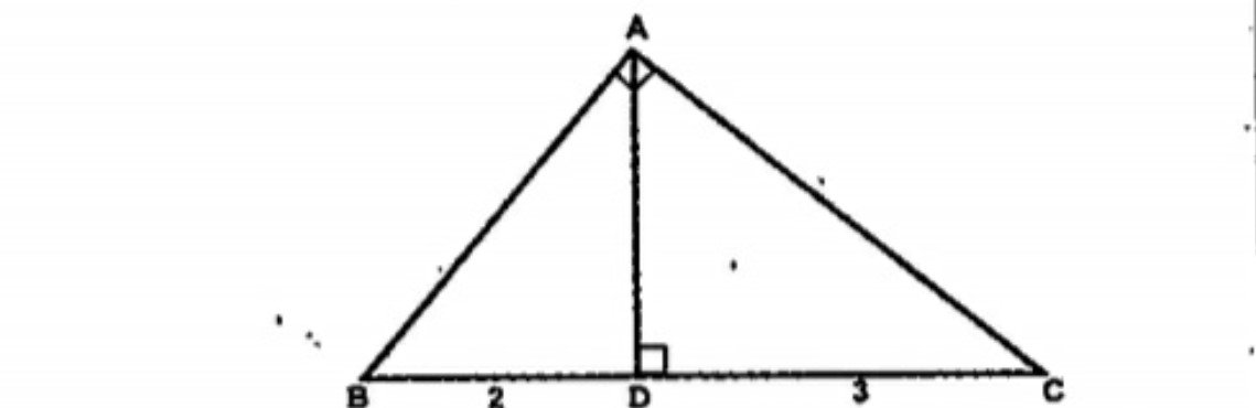 The perpendicular from the square comers of a right triangle cuts the opposite side into two parts of 2 and 3 cm length.   Prove that if the perpendicular from the square corner of the right triangle divides the opposite sides into partsof length a and b and if the length of the perpendicular is h, then h^2= ab   .