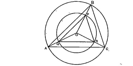 The lines joining the circumcentre of a Wangle to the vertices are extended to meet another circle with the same centre, and these points are joined to make another triangle.   Prove that the two triangles are similar.   .