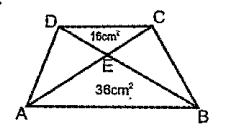 In the figure ABCD is trapezium. Diagonals meet at the point E. Area of  triangle CED = 16 cm^2 , Area of triangle AED is 36 cm^2.   In triangle ADC , AE:EC =