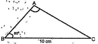 In the figure /A=90°,/B=60°   BC=10cm   Calculate the area of this triangle.