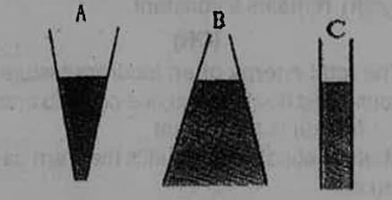 Three vessels of different shapes are filled with water to the same height 'h' and their bottom parts are connected to manometers measuring the pressure. The water levels in all the vessels remain the same.  . Identify the above phenomenon.
