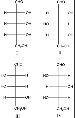 Two aldopentoses A and B given the same osazone derivative A is oxidized to an optically active aldoric acid by dilute nitric acid . Ruff degradation of B gave a tetrose which was similarly oxidized to an optically active aldaric acid. Assign the structure of A and B from the following list.