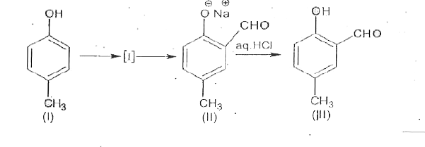 Reimer-Tiemann reaction introduces an aldehyde group, on to the aromatic ring of phenol, ortho to the hydroxyl group. This reaction involves electrophilic aromatic substitution. This is a general method for the synthesis of substituted salicyladehydes as depicted below.      The structure of the intermediate I is