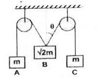 In the system shown in the figure, which the following is correct? (Pulleys and strings are of negligible mass)