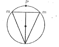 Three particles of same mass m are fixed to a uniform circular hoop of mass m and radius R at the comer of an equilateral triangle. The hoop is free to rotate in a vertical plane about a point on the cirumference opposite to one of the masses. Find the equivalent length of the simple pendulum.