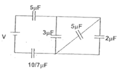 If potential difference across 3muF is 4V, then total energy stored in all capacitors is