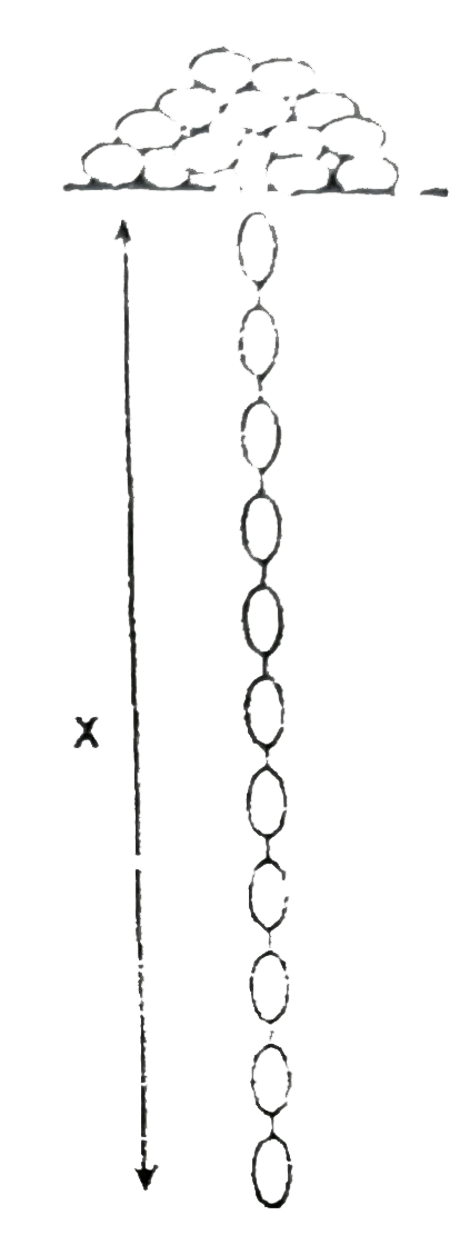 One end of the pile of chain falls vertically through a hole in its support and pull the remaining links steadily. The links which are at rest acquire the velocity of the hanging position suddenly and without loving interaction with the remaining stationery links and with the support. If the acceleration a of the falling chain is g//k. Find k. Ignore any friction.