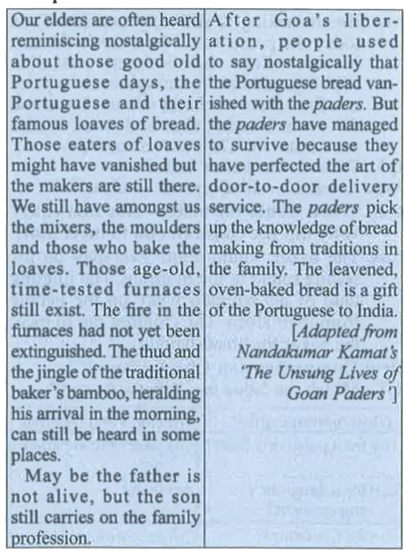 Compare the piece from the text (on the left below) with the other piece on Goan bakers (on the right). What makes the two texts so different. Are the facts the same? Do both writers give you a picture of the baker?