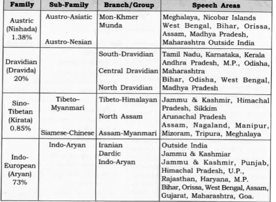 To Which Families Do The Major Indian Languages Belong Give Details O   FM GEO XII P2 C01 E02 045 S01 