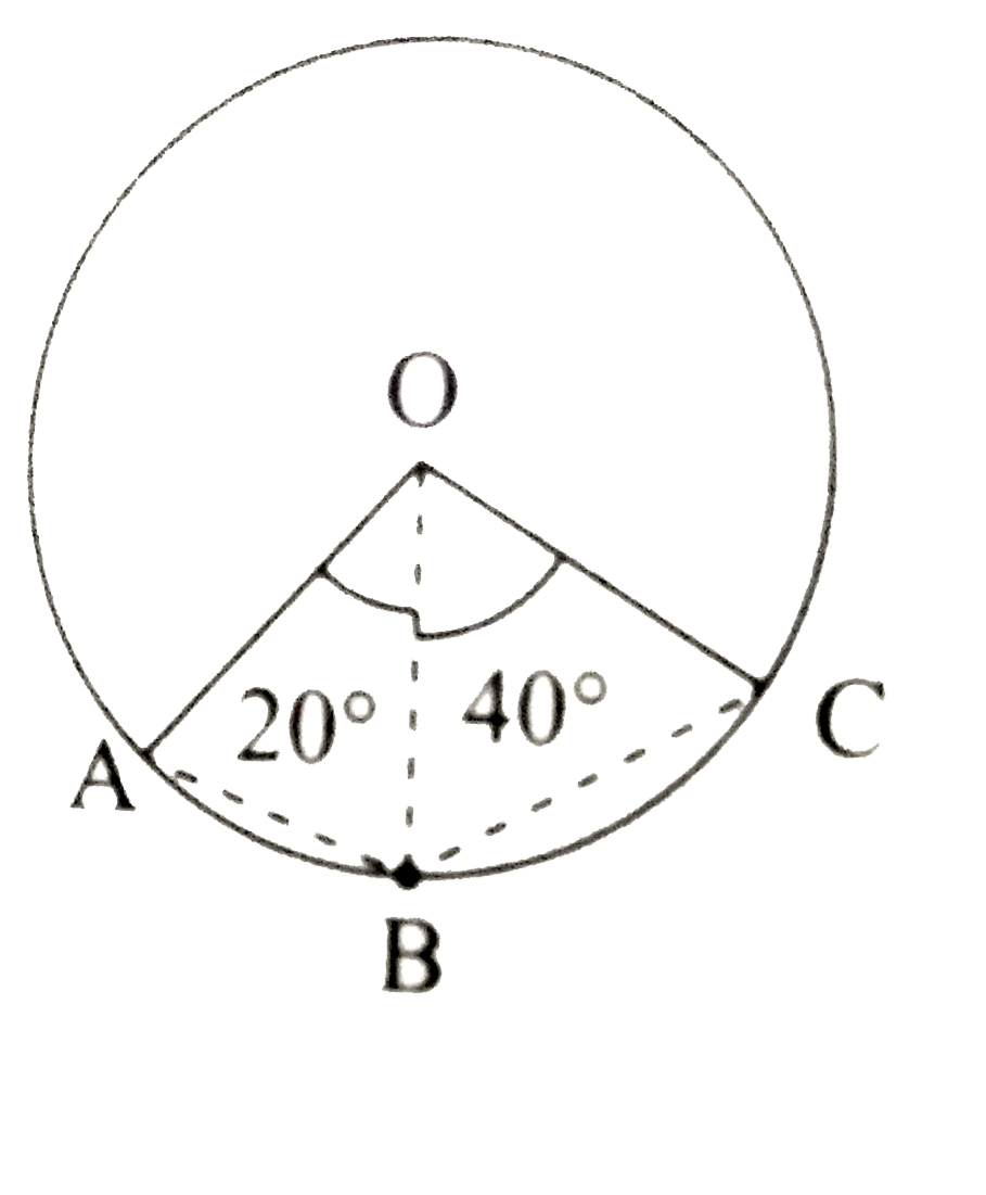 In,a circle, with center O, angleAOB=20^(@),angleBOC=40^(@), arc BC = 4 cm.   Then length of arc AB will be  . . . . . . . .  .