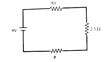 There is a current of 1.0A in the circuit shown below. What is the resistance of P?