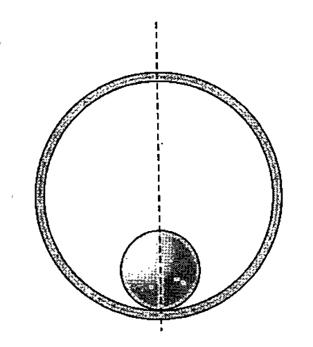A solid sphere of mass m and radius r is placed inside a hollow thin spherical shell of mass M and radius R as shown in figure-6.30. A particle of mass m' is placed on the line joining the two centres at a distance x from the point of contact of the sphere and the shell. Find the magnitude of the resultant gravitational force on this - particle due to the sphere and the shell if (a) r lt x lt 2r, (b) 2rlt x lt 2R