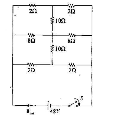 In the circuit shown in figure. 3.82 find the current through battery and current in 8Omega resistances.