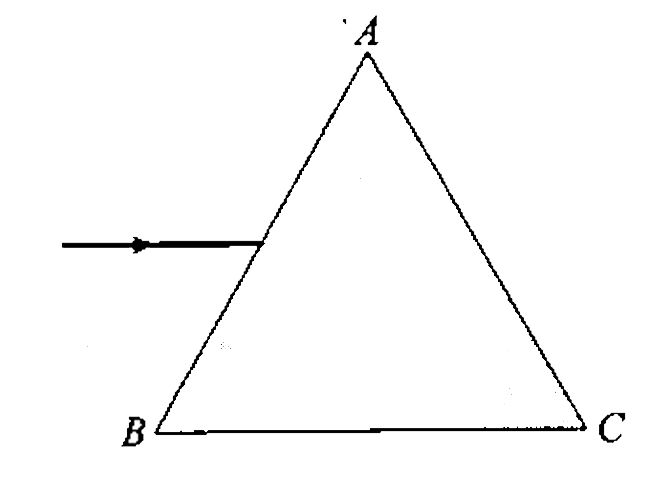 A ray of light is incident on an equilateral triangular prism parallel to its base as  shown in the figure. The ray just fails to emerge from the face AC. If mu be the refractive index of the prism then the relation(s) is/are :