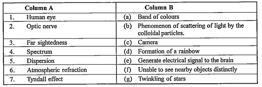 MATCH THE FOLLOWING: