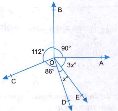 In the given figure, find the measure of each of the angles angleDOE and angleEOA