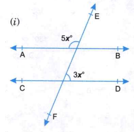 In each of the following figures, AB|| CD and EF is a transversal. Find the value of x in each case