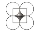 एक वर्ग के चारों शीर्षों को केंद्र मानकर, समान व्यास के चार वृत्त ऐसे बनाए गए हैं कि प्रत्येक वृत्त, जैसा कि चित्र में दिखाया गया है, दो अन्य वृत्त को स्पर्श करें : यदि छायांकित भाग का क्षेत्रफल 13(5)/(7) सेमी^(2) हो, तो प्रत्येक वृत्त की त्रिज्या कितनी होगी ?