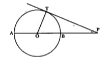 नीचे दिए गए चित्र में, PT वृत्त के T बिंदु पर एक स्पर्श रेखा है PB=9 सेमी. और व्यास AB=16 सेमी. हो, तब PT वरावर