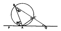 निम्न चित्र में /BAP = 80^@ तथा /ABC = 30^@ हो, तब /AQC का मान होगा -