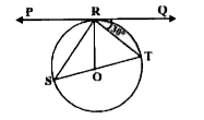 चित्र में O केंद्र वाले वृत्त के बिंदु R पर एक स्पर्शी PQ है। यदि /TRQ = 30^@ हो, तो /PRS का मान होगा -