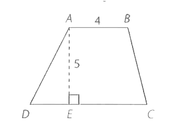 ABCD is quadrilateral, with AB parallel to CD (see figure). Point E is between C and D such that AE represent the height of ABCD, and E is the midpoint of CD. If AB is 4 inches long, AE is 5 inches long, and the area of trianlge AED is 12.5 square inches, what is the area of ABCD? (Note : figure not drawn to scale).