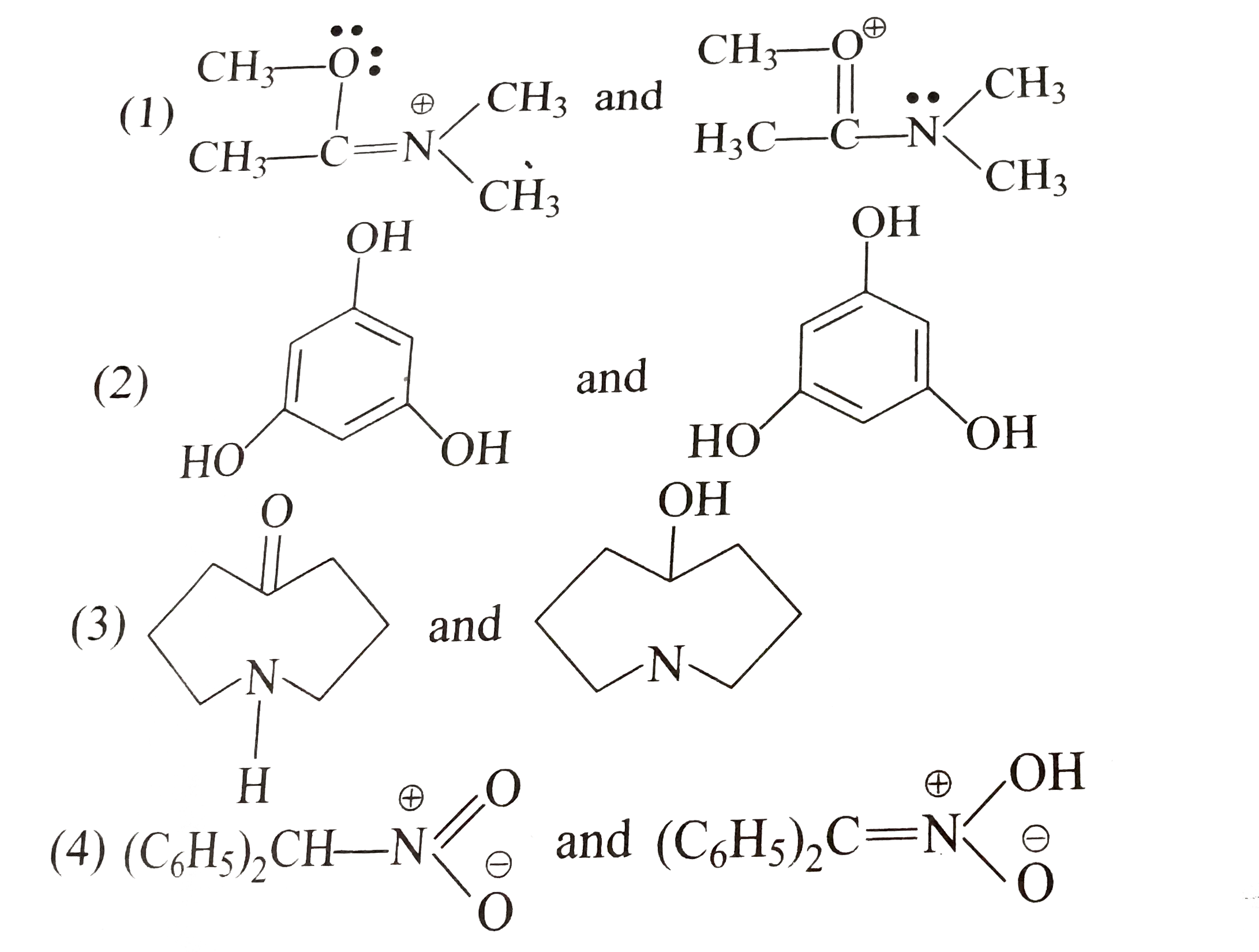 Which of the following pairs of structure are resonance structure?