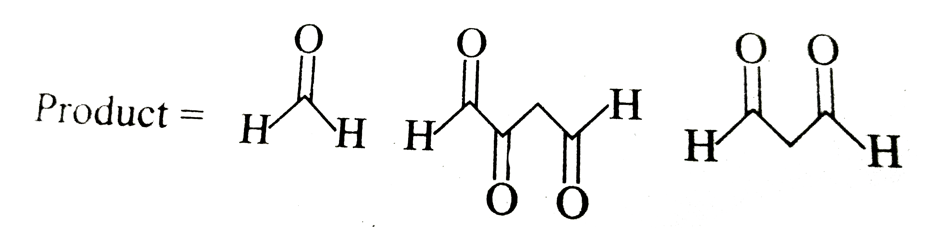 A triene treated with ozone followed by CH(3)-S-CH(3) to give following three products.What is the structure of triene?