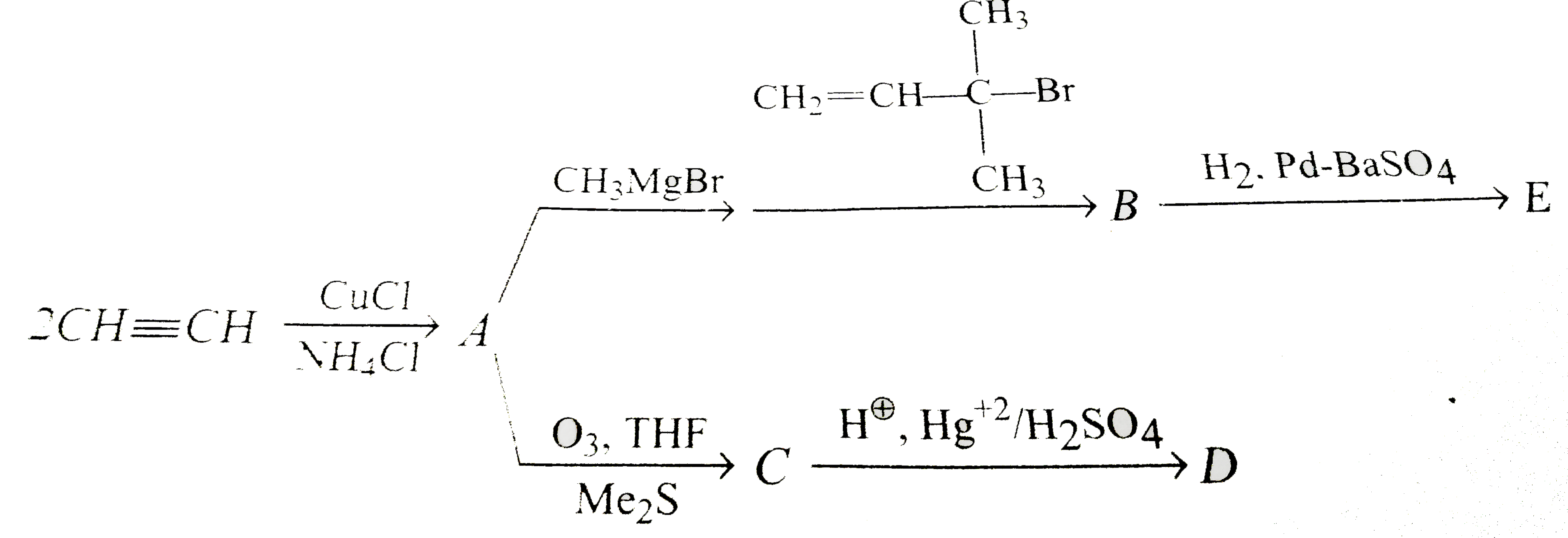 Find structure of compound E: