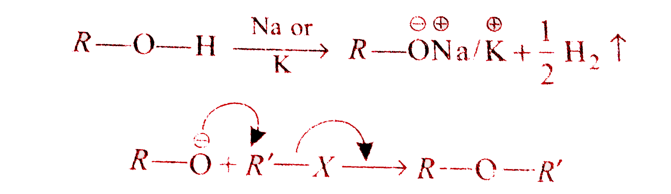 Williamson synthesis is an important method for the preparation of symmetrical and unsymmetrical ether. In this method halide is allowed to react with alcohol in presence of Na or K metal.   R-OH+R'-Xoverset(Na or K)rarrR-O-R'      3^(@) halides and aromatic halides no not give this reaction.   Find out the product of the following reaction :