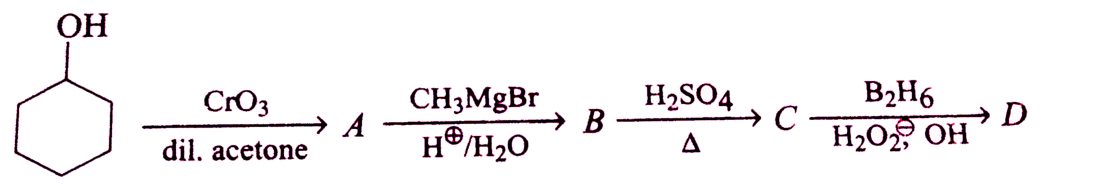 Find the final product A ,B ,C,D of the reaction and choose correct option