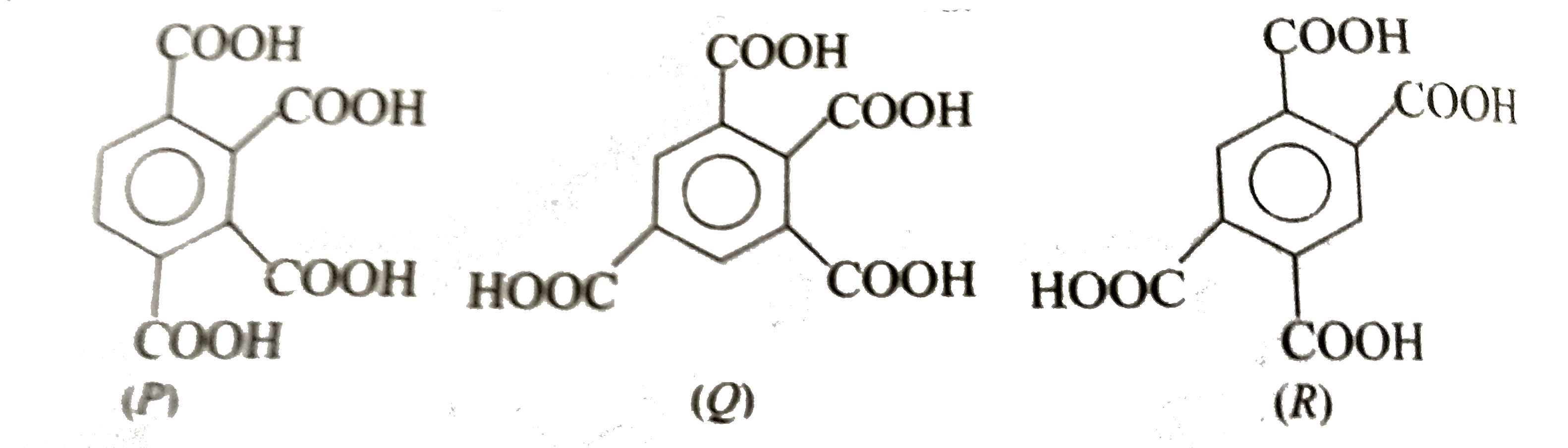 There are three isomeric tetracarboxylic acid.       Which of these form two isomeric monoanhydrides ?