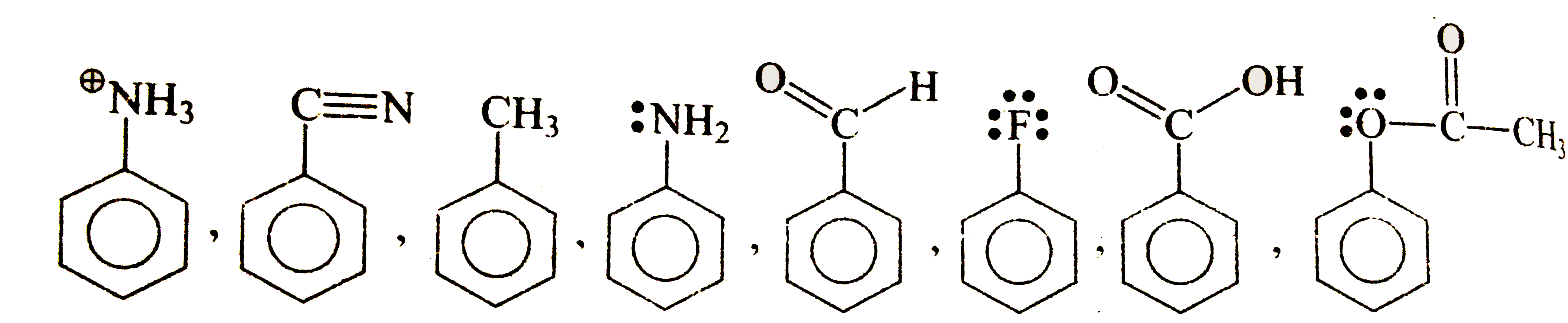 Examine the structural formula shown  below  and find out  how many  compounds    can not give Friedel  Carfts reaction .