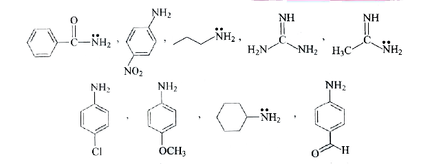 Examine the structural formulas of following compounds and identify how many compounds are more basic than aniline.