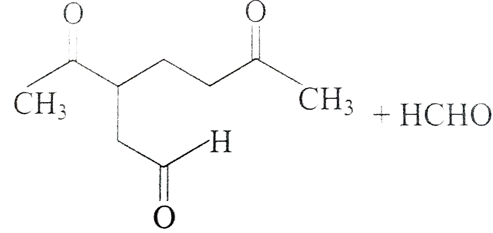 Limonene (C(10)H(16)) is a naturally occuring hydrocarbon. It absorbs 2 molecules of hydrogen for each molecule during hydrogenation. On ozonolysis followed by zinc and dust and steam hydrolysis, it gives one mole of formaldehyde and one mole of tricarbonyl compound of following structure.      Give probable structure of limonene if it has a six membrane ring.