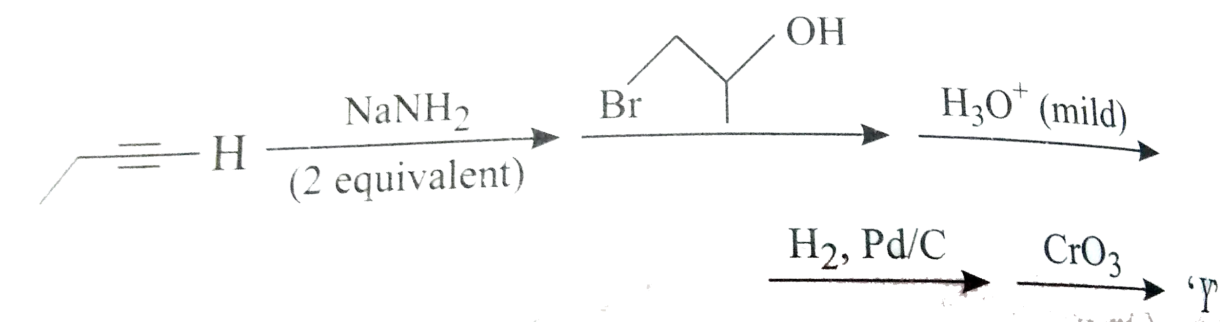 In the following sequential transformation, considering only the major products formed in each step, what is the correct statement with respect to product 'Y' is?