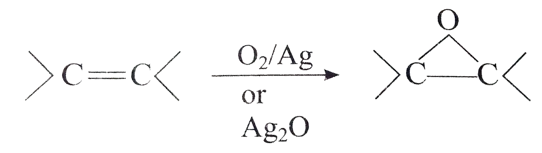 Oxidation without clevage of sigma bond takes place in alkenes.      Presence of unsaturation in alkenes is detected by using Baeyer's reagent. Alkenes decolourise pink colour of Baeyer's reagent. In presence of Baeyer's reagent, 'syn' addition of -OH groups takes place on both carbons of double bond. The net reaction can be given as,   R-CH=CH-R overset(KMnO(4))underset(OH^(-))to R-overset(OH)overset(|)(CH)-overset(OH)overset(|)(CH)-R   Ozonolysis of alkenes gives ozonide, which on further hydrolysis gives aldehyde and/ or ketone.      Product of ozonolysis gives information about: