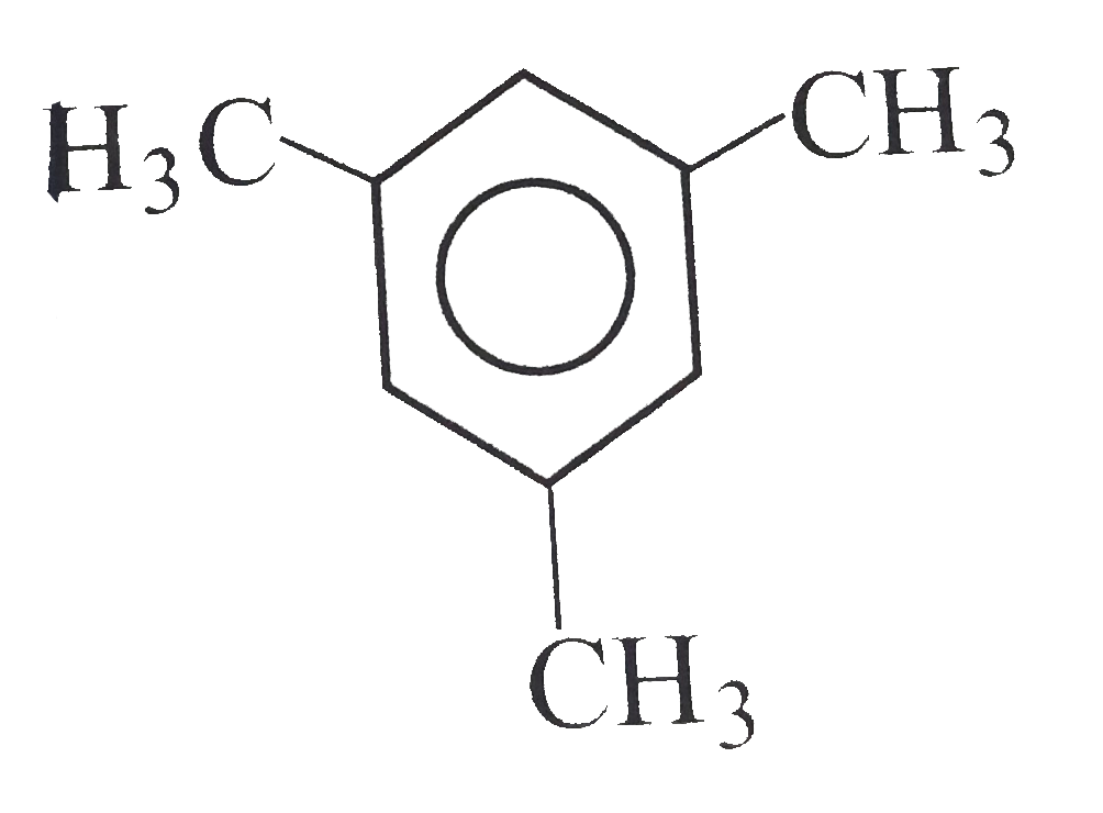 The compound  is a condensation product.   It is obtained either by treating 3 molecules of acetone with conc. H(2)SO(4) or passing propyne through a red -hot tube. The product is: